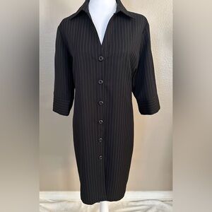Black Pinstripe Button Down Dress